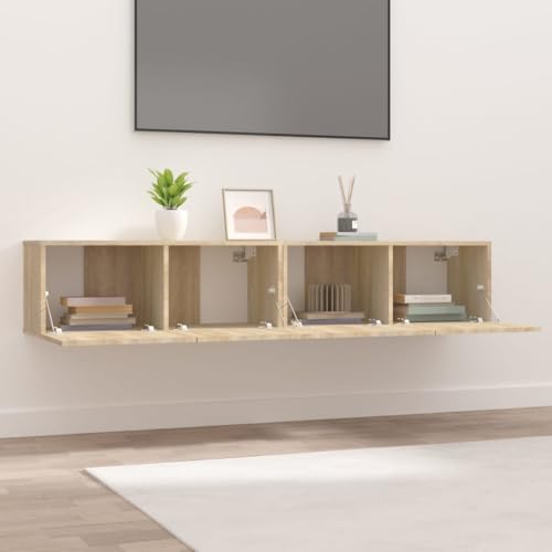 Genérico Wenjingqi Muebles de TV 2 uds Madera ingeniería Roble Sonoma 80x30x30 cm, Marrón 804538