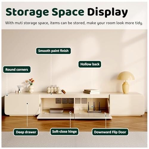 Genérico Moderno Mueble de TV de pie con cajones y Organizador de Cables, Consola Multimedia para Sala de Estar y Dormitorio, Elegante Mesa de TV (220 x 40 x 35 cm)