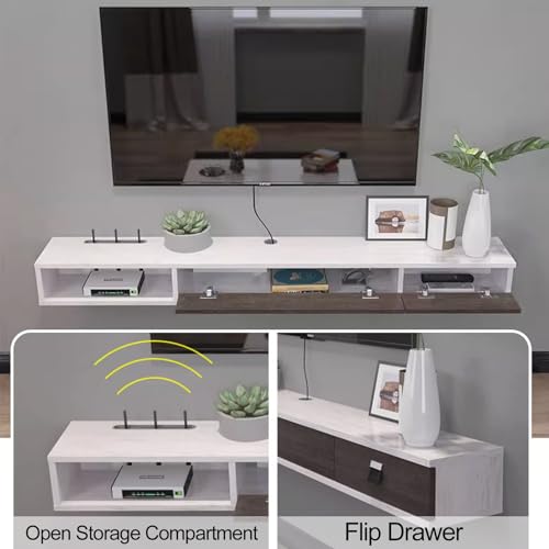 Soporte de TV Consola de TV Flotante Centro de Entretenimiento Simple Consola Multimedia Mueble de TV con cajones Mesa de TV (Color: Bianco, Tamaño: 120 CM/47 IN)