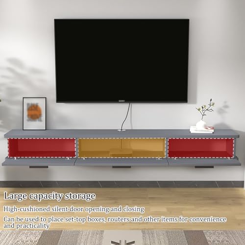 Genérico Estante Flotante para TV, Soporte de Pared para TV Largo con Puerta abatible, Mesa de TV para Sala de Estar en casa con Almacenamiento, Consola de TV Flotante montada en la Pared, gabinete d