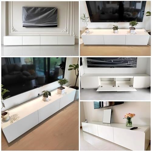 Genérico Moderno Mueble de TV de pie con cajones y Organizador de Cables, Consola Multimedia para Sala de Estar y Dormitorio, Elegante Mesa de TV (220 x 40 x 35 cm)