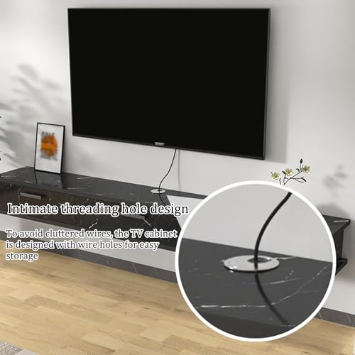 Genérico Estante Flotante para TV, Soporte de Pared para TV Largo con Puerta abatible, Mesa de TV para Sala de Estar en casa con Almacenamiento, Consola de TV Flotante montada en la Pared, gabinete d
