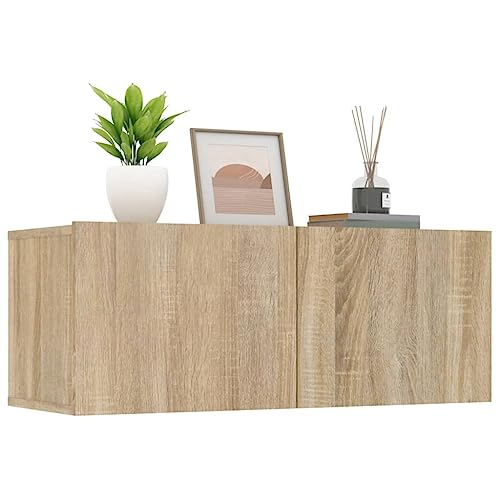 Genérico Wenjingqi Muebles de TV 2 uds Madera ingeniería Roble Sonoma 80x30x30 cm, Marrón 804538
