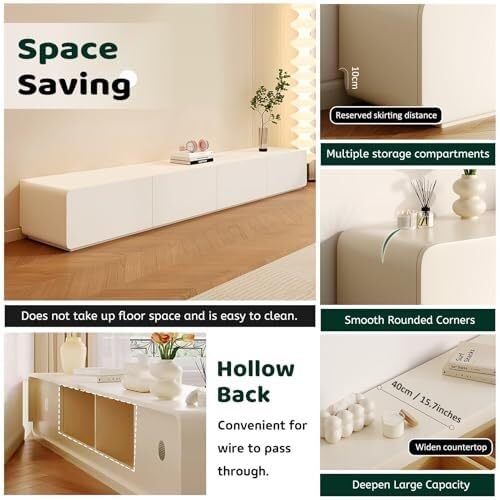 Genérico Moderno Mueble de TV de pie con cajones y Organizador de Cables, Consola Multimedia para Sala de Estar y Dormitorio, Elegante Mesa de TV (220 x 40 x 35 cm)