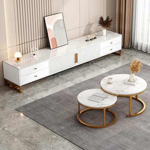 Mueble de TV Moderno para televisores de 55/65", Centro de Entretenimiento con Mueble de Almacenamiento, Mesa Consola para TV, Mueble Multimedia para Sala de Estar, Dormitorio y Oficina, C,