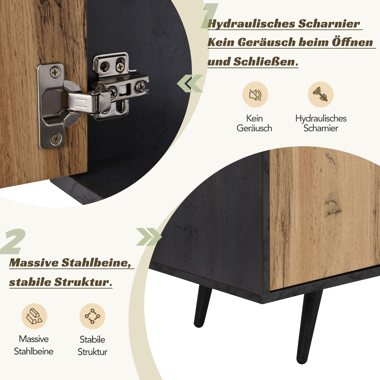 Fppuueg Mueble para TV de 200 cm, Soporte para TV de 90 Pulgadas con 2 Puertas, Armario Bajo con Puertas de Cristal Plegables y Espacio de Almacenamiento para Salón Dormitorio, Gris