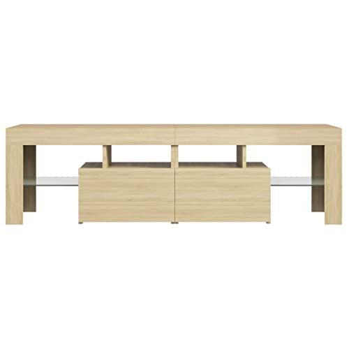 Genérico Wenjingqi Mueble de TV con Luces LED Color Roble Sonoma 140x36,5x40 cm, Marrón 804367