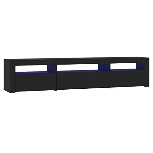 Genérico Wenjingqi Mueble de TV con Luces LED Negro 195x35x40 cm, Negro 3152739