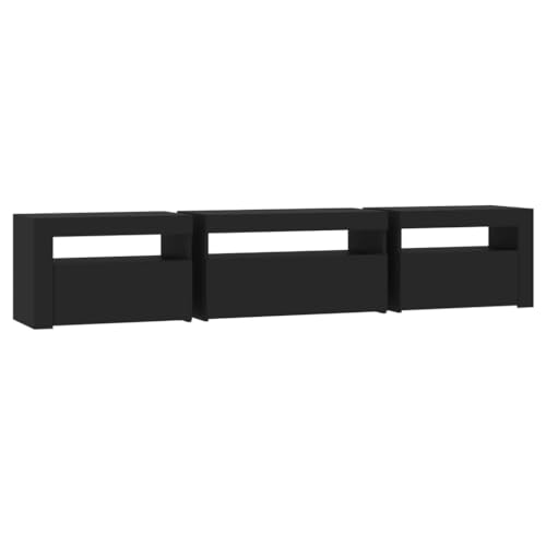 Genérico Wenjingqi Mueble de TV con Luces LED Negro 195x35x40 cm, Negro 3152739
