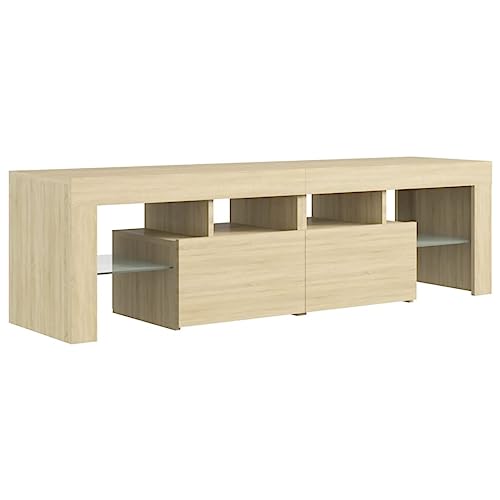 Genérico Wenjingqi Mueble de TV con Luces LED Color Roble Sonoma 140x36,5x40 cm, Marrón 804367