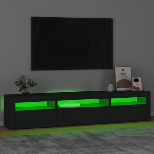 Genérico Wenjingqi Mueble de TV con Luces LED Negro 195x35x40 cm, Negro 3152739