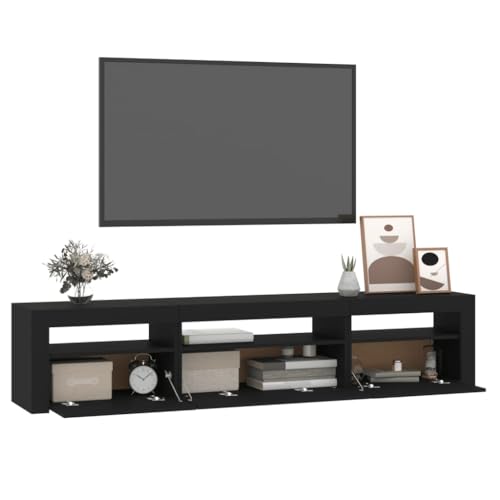 Genérico Wenjingqi Mueble de TV con Luces LED Negro 195x35x40 cm, Negro 3152739