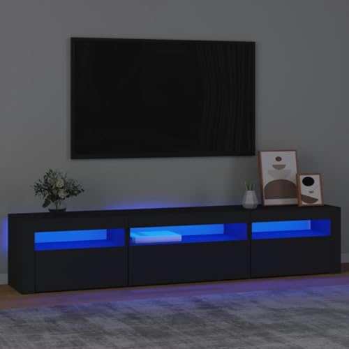 Genérico Wenjingqi Mueble de TV con Luces LED Negro 195x35x40 cm, Negro 3152739