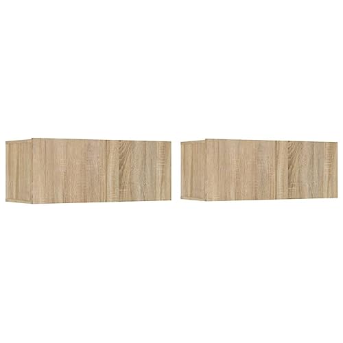 Genérico Wenjingqi Muebles de TV 2 uds Madera ingeniería Roble Sonoma 80x30x30 cm, Marrón 804538