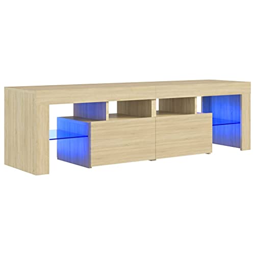 Genérico Wenjingqi Mueble de TV con Luces LED Color Roble Sonoma 140x36,5x40 cm, Marrón 804367