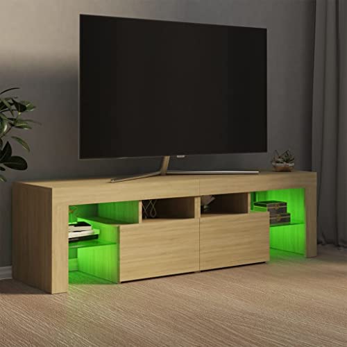 Genérico Wenjingqi Mueble de TV con Luces LED Color Roble Sonoma 140x36,5x40 cm, Marrón 804367