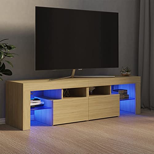 Genérico Wenjingqi Mueble de TV con Luces LED Color Roble Sonoma 140x36,5x40 cm, Marrón 804367