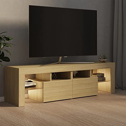 Genérico Wenjingqi Mueble de TV con Luces LED Color Roble Sonoma 140x36,5x40 cm, Marrón 804367