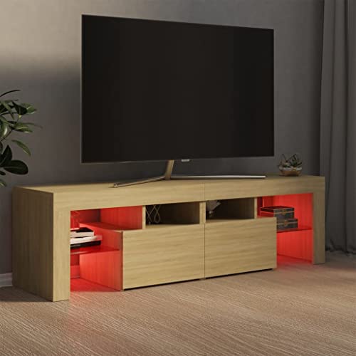 Genérico Wenjingqi Mueble de TV con Luces LED Color Roble Sonoma 140x36,5x40 cm, Marrón 804367