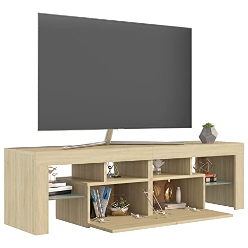 Genérico Wenjingqi Mueble de TV con Luces LED Color Roble Sonoma 140x36,5x40 cm, Marrón 804367