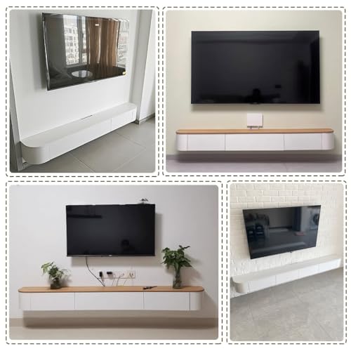 Genérico Mueble De TV De Pared con Puerta Mueble De TV De Gran Tamaño para Sala De Estar Y Oficina Mueble De TV Flotante Moderno con Cajón Elegante Mueble De TV para Apartamentos(Natural,280cm)