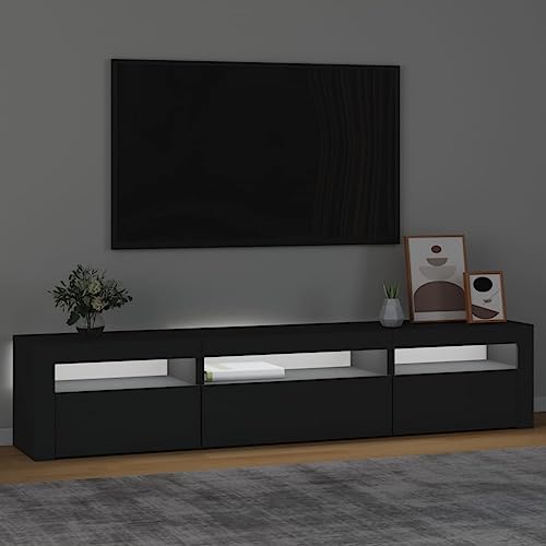 Genérico Wenjingqi Mueble de TV con Luces LED Negro 195x35x40 cm, Negro 3152739