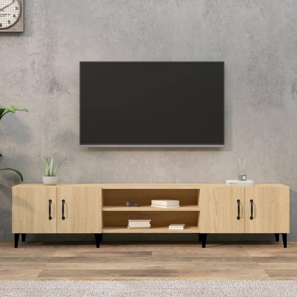 QZZCED Mueble para TV Madera contrachapada Roble Sonoma 180x31,5x40 cm Armario de TV Soporte para TV Mueble Multimedia Gabinete de TV Adecuado para salón, Dormitorio, Oficina