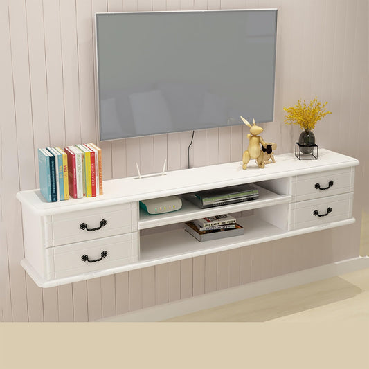 Mueble de TV de Madera Consola de TV Flotante Mueble de TV con cajones Centro de Entretenimiento con Almacenamiento Mesa de TV para Sala de Estar, Dormitorio y Oficina (Color: Bianco, Tamaño