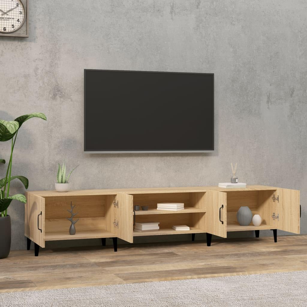 QZZCED Mueble para TV Madera contrachapada Roble Sonoma 180x31,5x40 cm Armario de TV Soporte para TV Mueble Multimedia Gabinete de TV Adecuado para salón, Dormitorio, Oficina