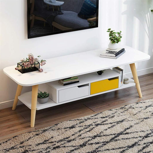 Consola de TV Mueble Blanco para televisión Centro de Entretenimiento Sala de Estar Mesa Consola de TV Mesa Consola Multimedia Mesa de Centro Soporte Multimedia para TV Muebles Multimedia Co